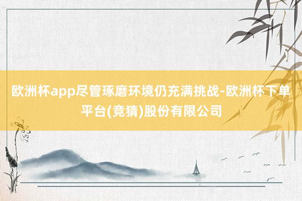 欧洲杯app尽管琢磨环境仍充满挑战-欧洲杯下单平台(竞猜)股份有限公司