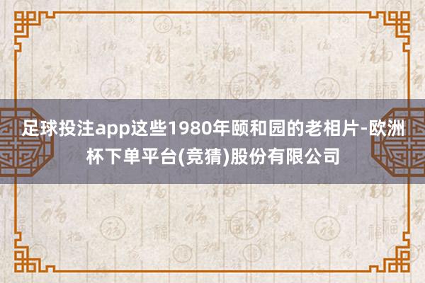 足球投注app这些1980年颐和园的老相片-欧洲杯下单平台(竞猜)股份有限公司