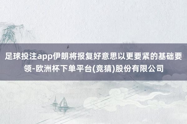 足球投注app伊朗将报复好意思以更要紧的基础要领-欧洲杯下单平台(竞猜)股份有限公司