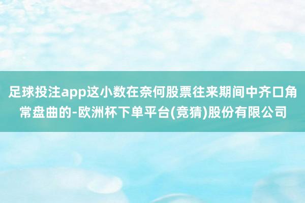 足球投注app这小数在奈何股票往来期间中齐口角常盘曲的-欧洲杯下单平台(竞猜)股份有限公司