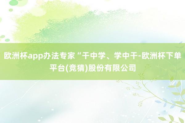 欧洲杯app办法专家“干中学、学中干-欧洲杯下单平台(竞猜)股份有限公司