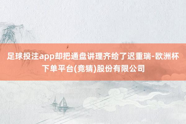 足球投注app却把通盘讲理齐给了迟重瑞-欧洲杯下单平台(竞猜)股份有限公司