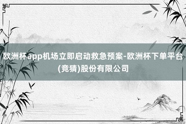 欧洲杯app机场立即启动救急预案-欧洲杯下单平台(竞猜)股份有限公司