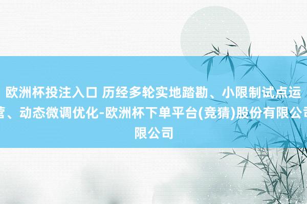 欧洲杯投注入口 历经多轮实地踏勘、小限制试点运营、动态微调优化-欧洲杯下单平台(竞猜)股份有限公司