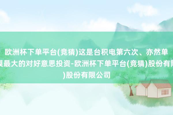 欧洲杯下单平台(竞猜)这是台积电第六次、亦然单笔规模最大的对好意思投资-欧洲杯下单平台(竞猜)股份有限公司