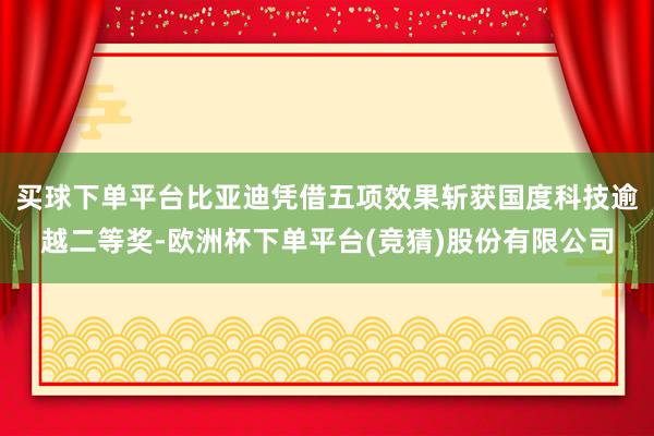 买球下单平台比亚迪凭借五项效果斩获国度科技逾越二等奖-欧洲杯下单平台(竞猜)股份有限公司