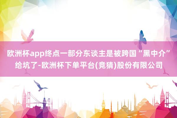 欧洲杯app终点一部分东谈主是被跨国“黑中介”给坑了-欧洲杯下单平台(竞猜)股份有限公司